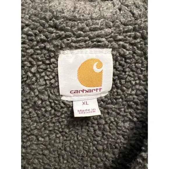 Carhartt V33-211 Thrashed & Faded Brown Mock Neck Sherpa Lined Work Vest Size XL
